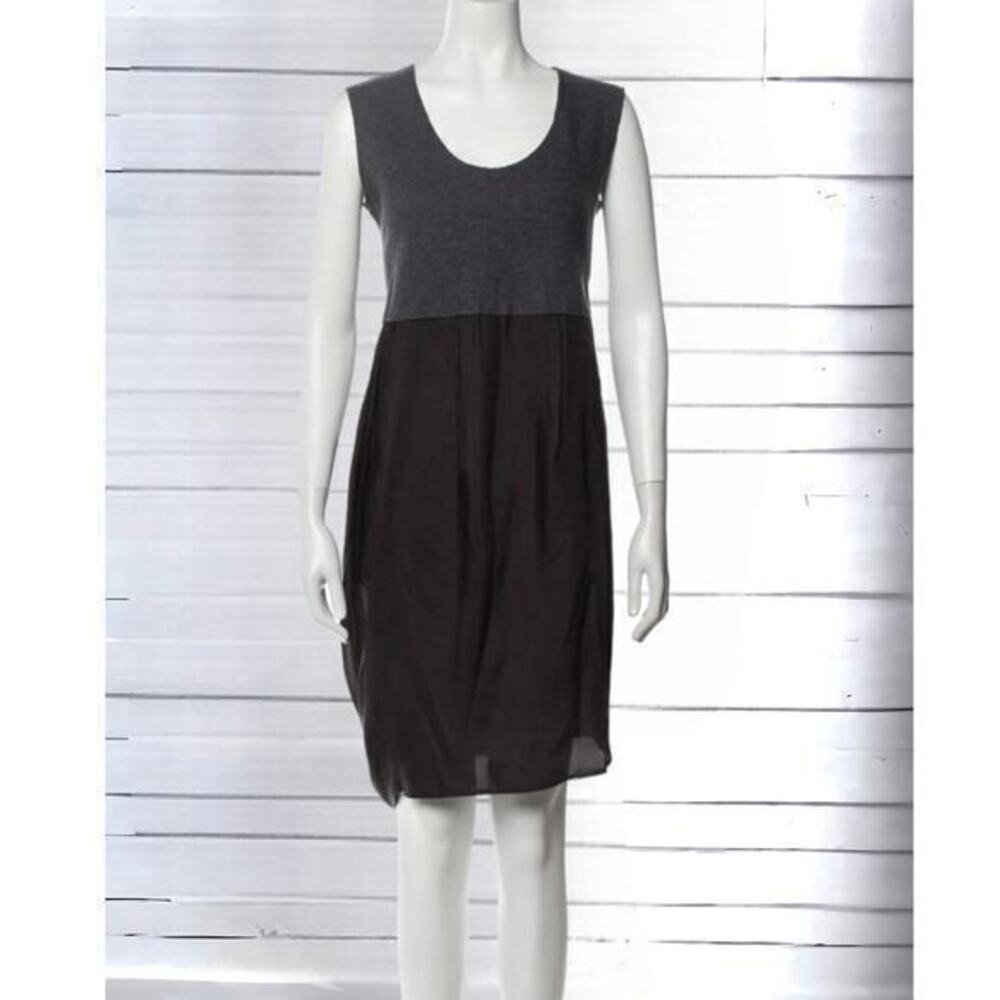 HACHE A-Line Dress Loose Fit Size 6 IT42 Gray Grey Black Asymmetrical Sleeveless